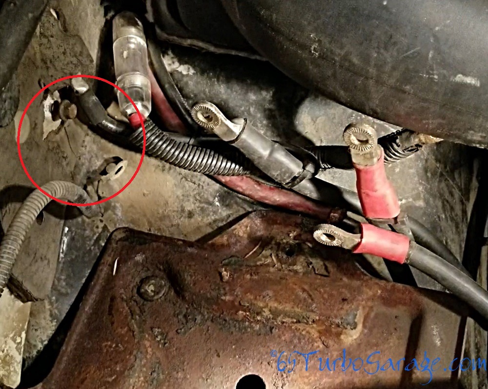 Remove passenger side fender ground